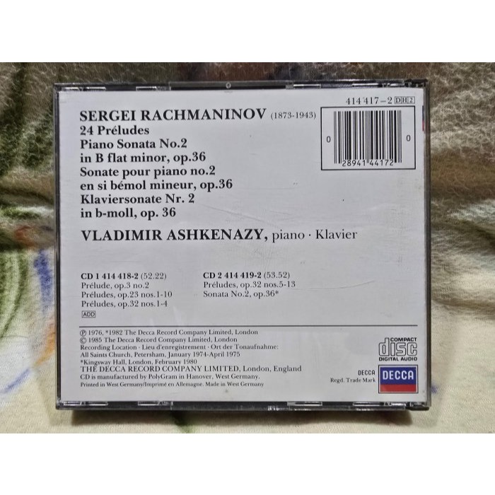 RACHMANINOV: 24 PRELUSONATA NO.2 VLADIMIR ASHKENAZY 2CD-細節圖2
