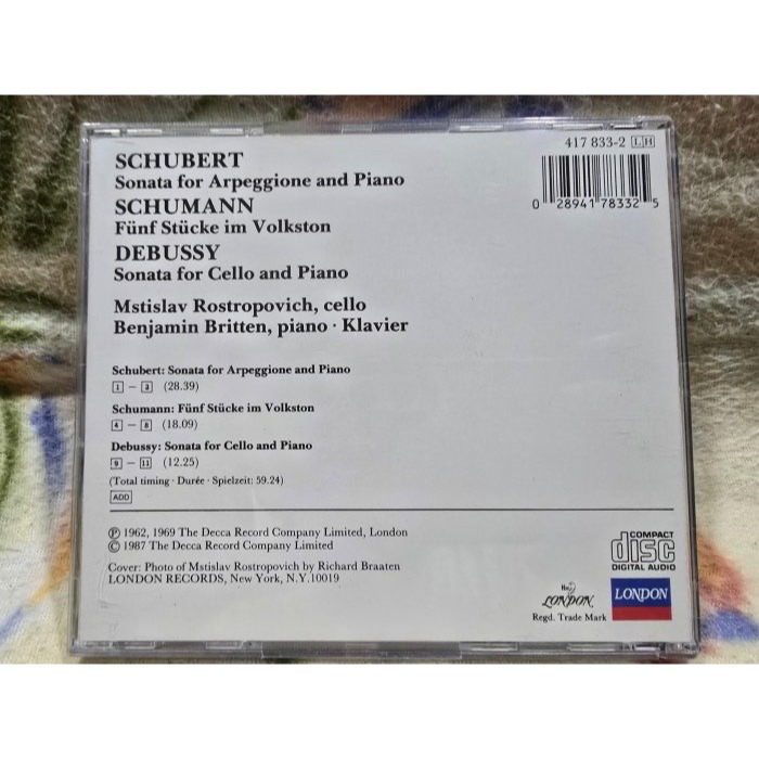 SCHUBERT/SCHUMANN/DEBUSSY ROSTROPOVICH/BRITTEN(MADE IN KOREA-細節圖4