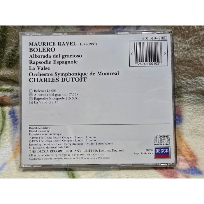 RAVEL: BOLERO RAPSODIE ESPAGNOLE ETC/DUTOIT(MADE IN W.GERMAN-細節圖4