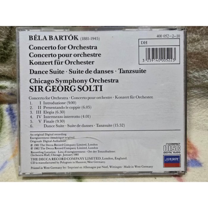 BARTÓK: CONCERTO FOR ORCHESTRA/DANCE SUITE/SOLTI-細節圖4
