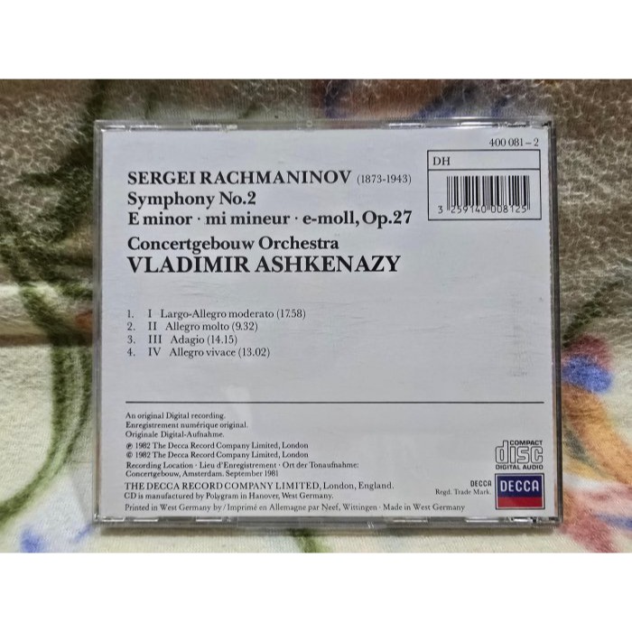 RACHMANINOV: SYMPHONY NO.2 CONCERTGEBOUW ORCHESTRA/ASHKENAZY-細節圖4