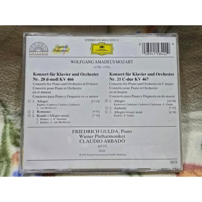 MOZART: KLAVIERKONZERTE NR. 20 & 21 GULDA/ABBADO(MADE IN KOR-細節圖4
