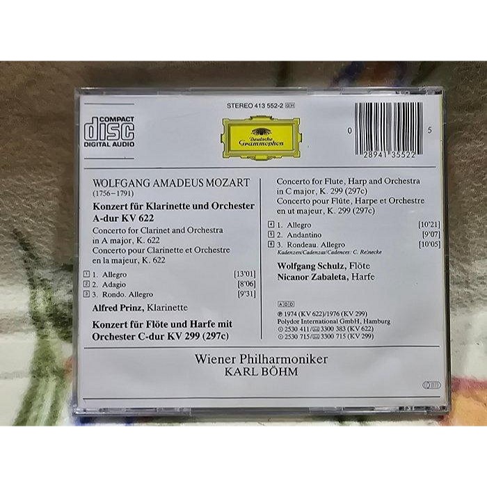MOZART: KLARINETTENKONZERT KONZERT FÜR FLÖTE/KARL BOHM-細節圖4