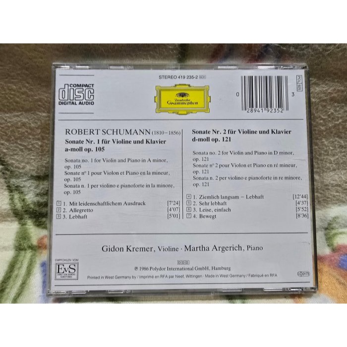 SCHUMANN: VIOLINSONATEN NR.1&2 GIDON KREMER/MARTHA ARGERICH-細節圖4