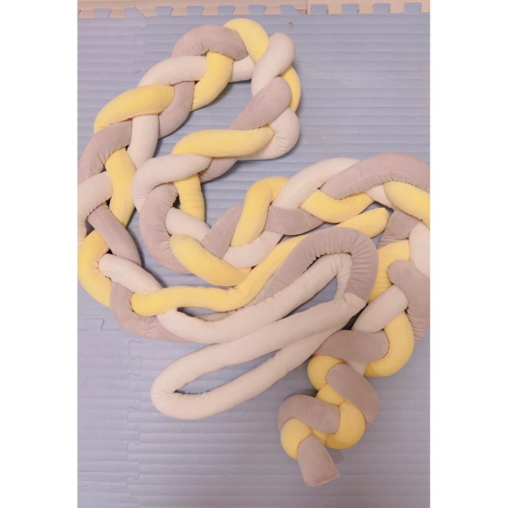 🔥現貨出清秒出🔥麻花床邊床圍/防撞物/保護寶寶/防撞條/灰黃白/二手/300公分-細節圖3