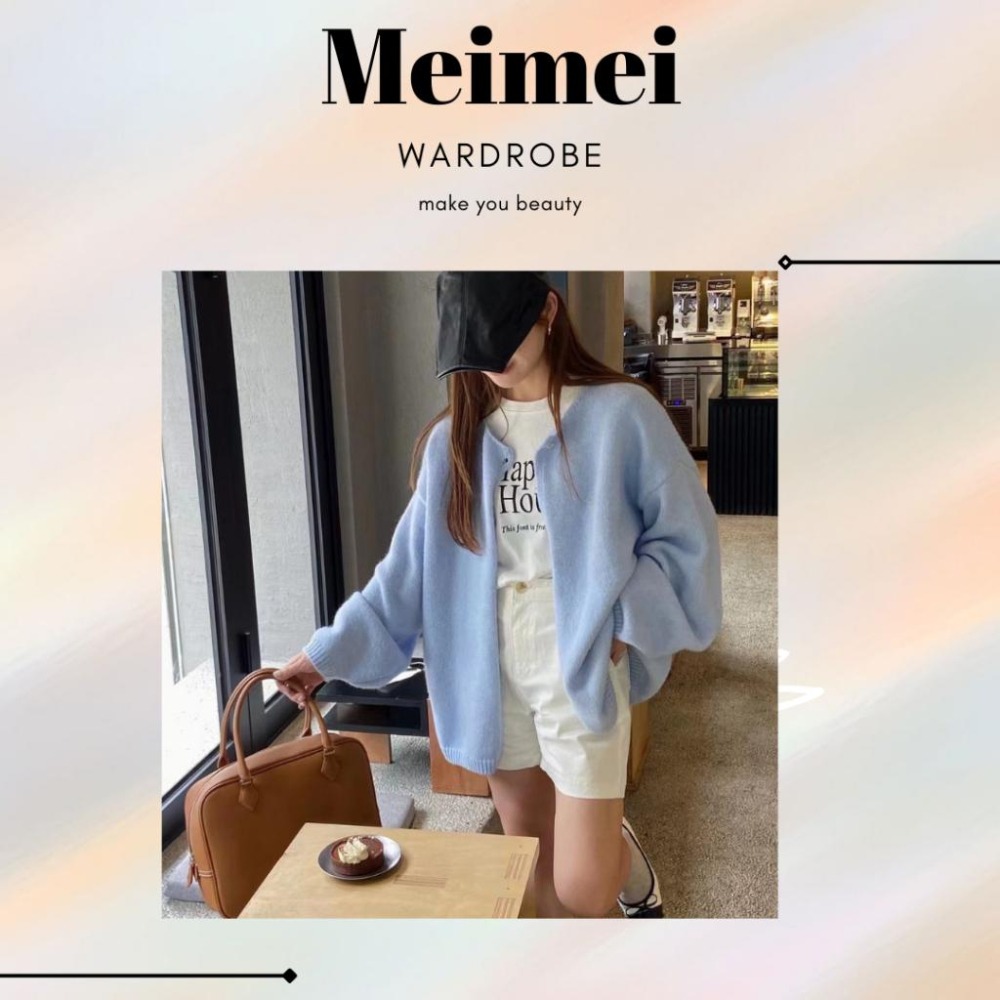 🔥現貨出清秒出🔥只要399_韓國質感/單釦落肩針織開襟外套/寬鬆針織罩衫/全新黑色最後一件-細節圖3