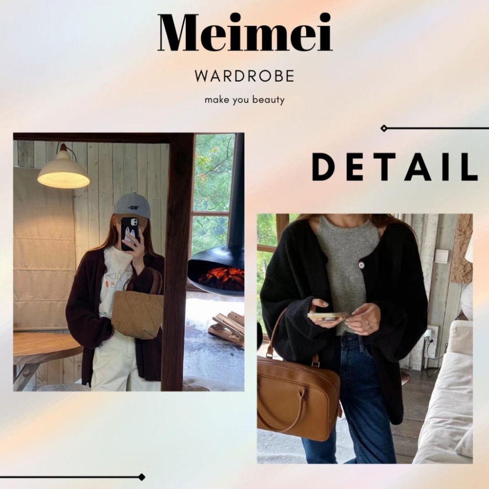 🔥現貨出清秒出🔥只要399_韓國質感/單釦落肩針織開襟外套/寬鬆針織罩衫/全新黑色最後一件-細節圖4