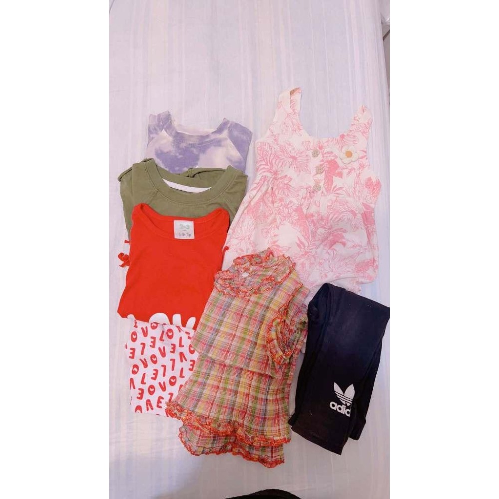 🔥現貨出清秒出🔥女寶服飾/荷葉邊套裝/條紋喇叭褲運動風/夏季短袖短褲套裝/多件出清/全帶超甜價-細節圖6