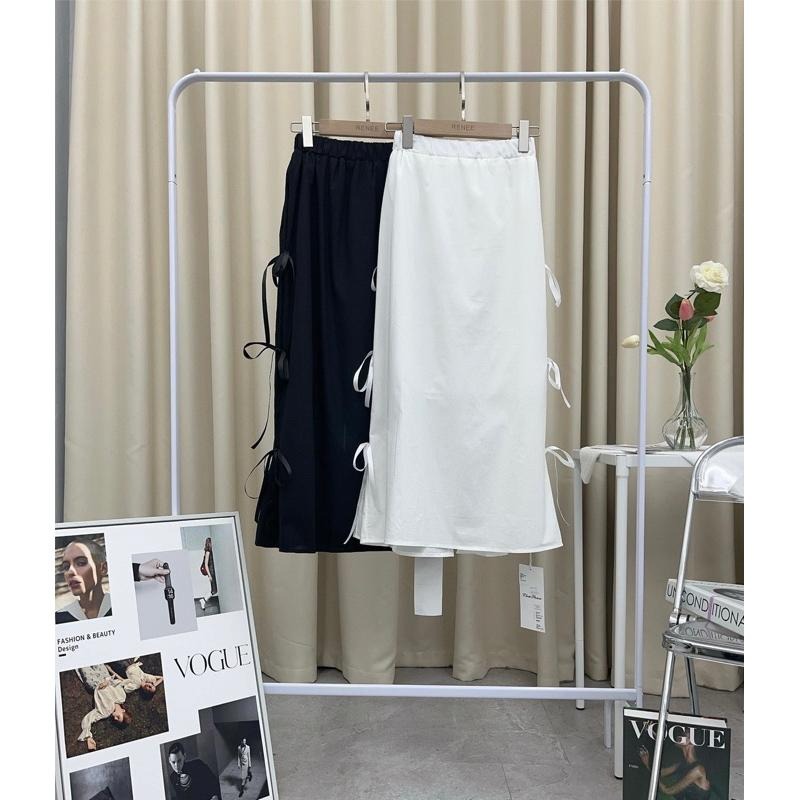 🔥現貨出清秒出🔥超質感緞面半身裙/設計蝴蝶結長裙/休閒工裝長裙/伸縮腰鬆緊腰/氣質美裙_長裙/全新-細節圖5