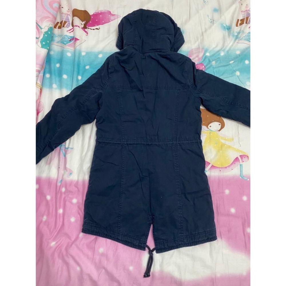 二手 女 HOLLISTER 連帽外套 深藍色 S號 海鷗 軍大衣 長版外套 藍色 保暖 上班 上課 休閒 美國 古著-細節圖2