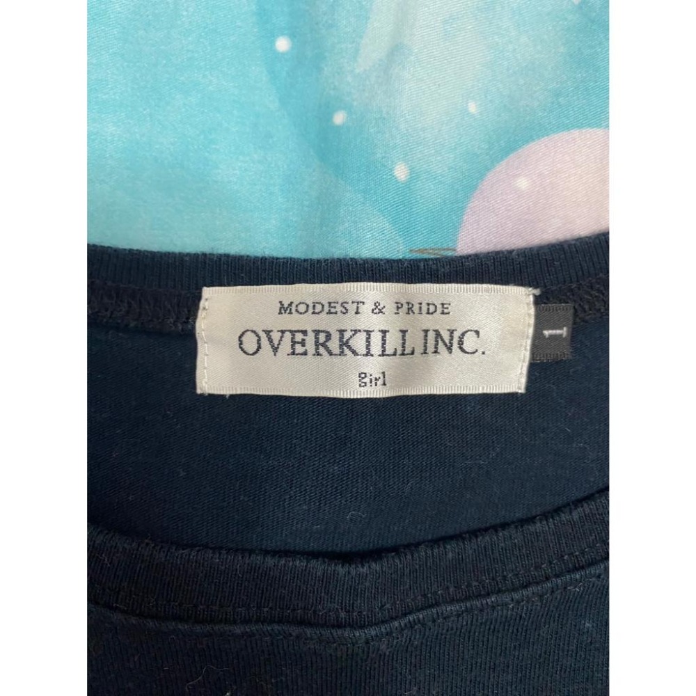 二手 女 OVERKILL 短袖T恤 黑色 1號 灰色標誌 圖案 英文 骷髏頭 潮流 短T 上衣 圖T 休閒 旅遊 古著-細節圖7