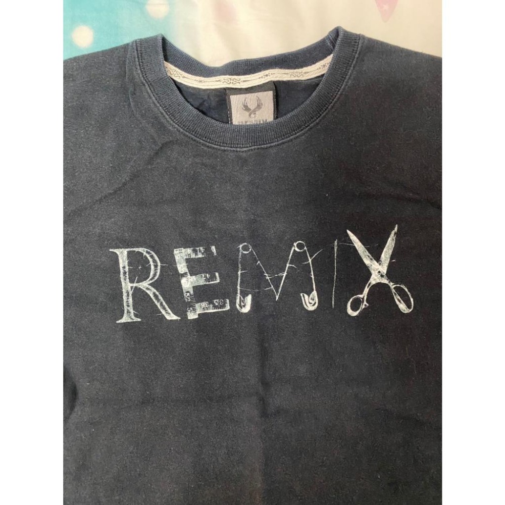 二手 男 REMIX 短袖T恤 黑色 S號 休閒 流行 潮流 迴紋針 剪刀 台灣 門市 古著-細節圖3