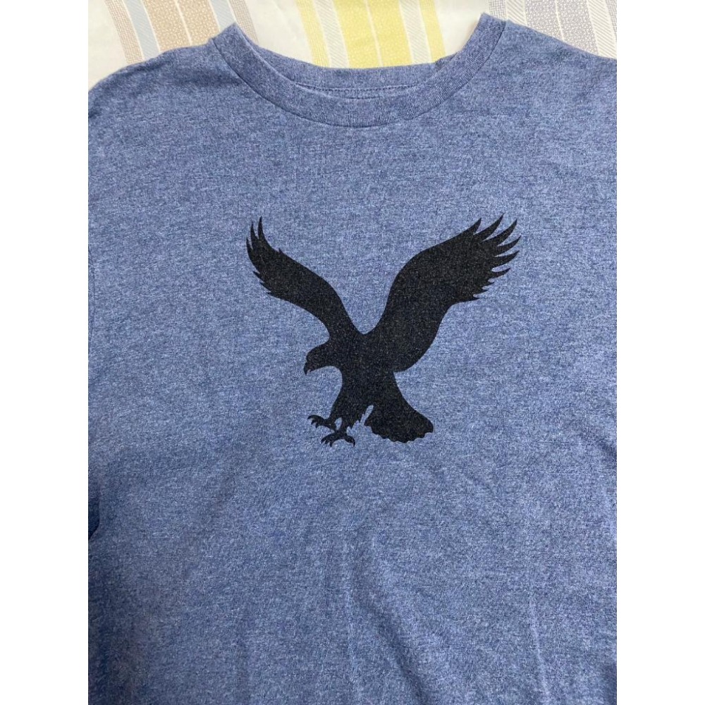 二手 男 AMERICAN EAGLE 短袖 T恤 S號 麻藍色 AE 美國 老鷹 休閒 流行 品牌 官網 古著-細節圖3