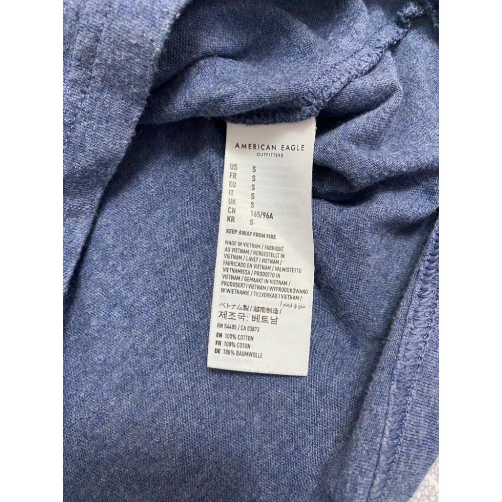 二手 男 AMERICAN EAGLE 短袖 T恤 S號 麻藍色 AE 美國 老鷹 休閒 流行 品牌 官網 古著-細節圖5