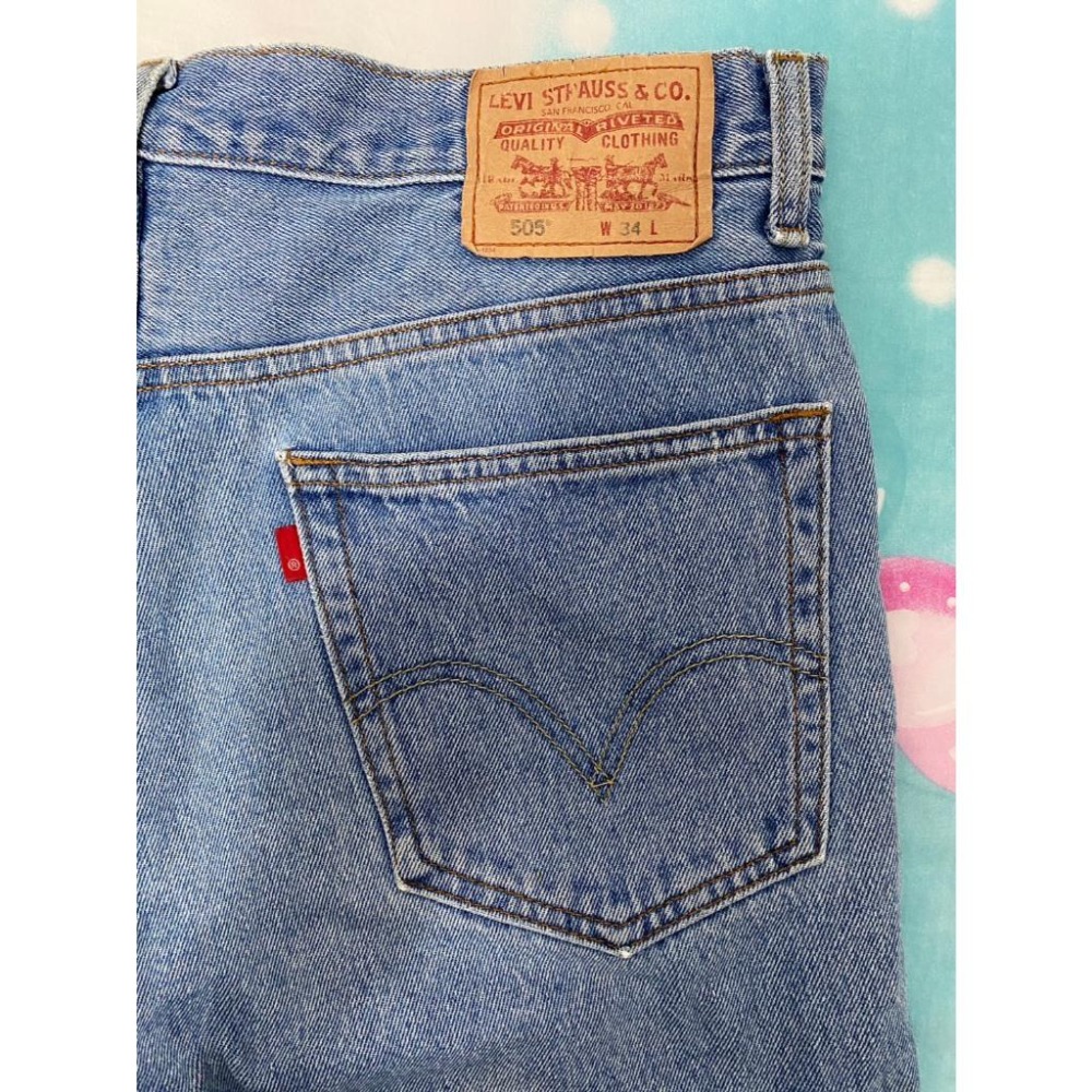 二手 男 LEVIS 505  牛仔短褲 藍色 W34 34腰 LEVI＇S【不是501 502 511 512】古著-細節圖5