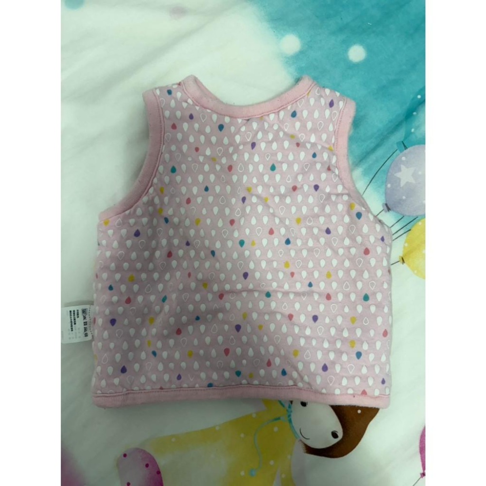 二手 現貨 兒童 lativ 鋪棉背心 粉色雨滴 70cm 女童 男童 童裝 兒童背心-細節圖2