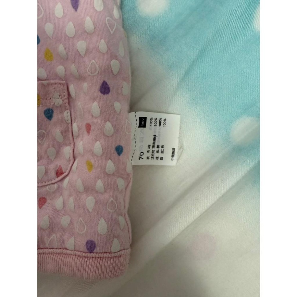 二手 現貨 兒童 lativ 鋪棉背心 粉色雨滴 70cm 女童 男童 童裝 兒童背心-細節圖4
