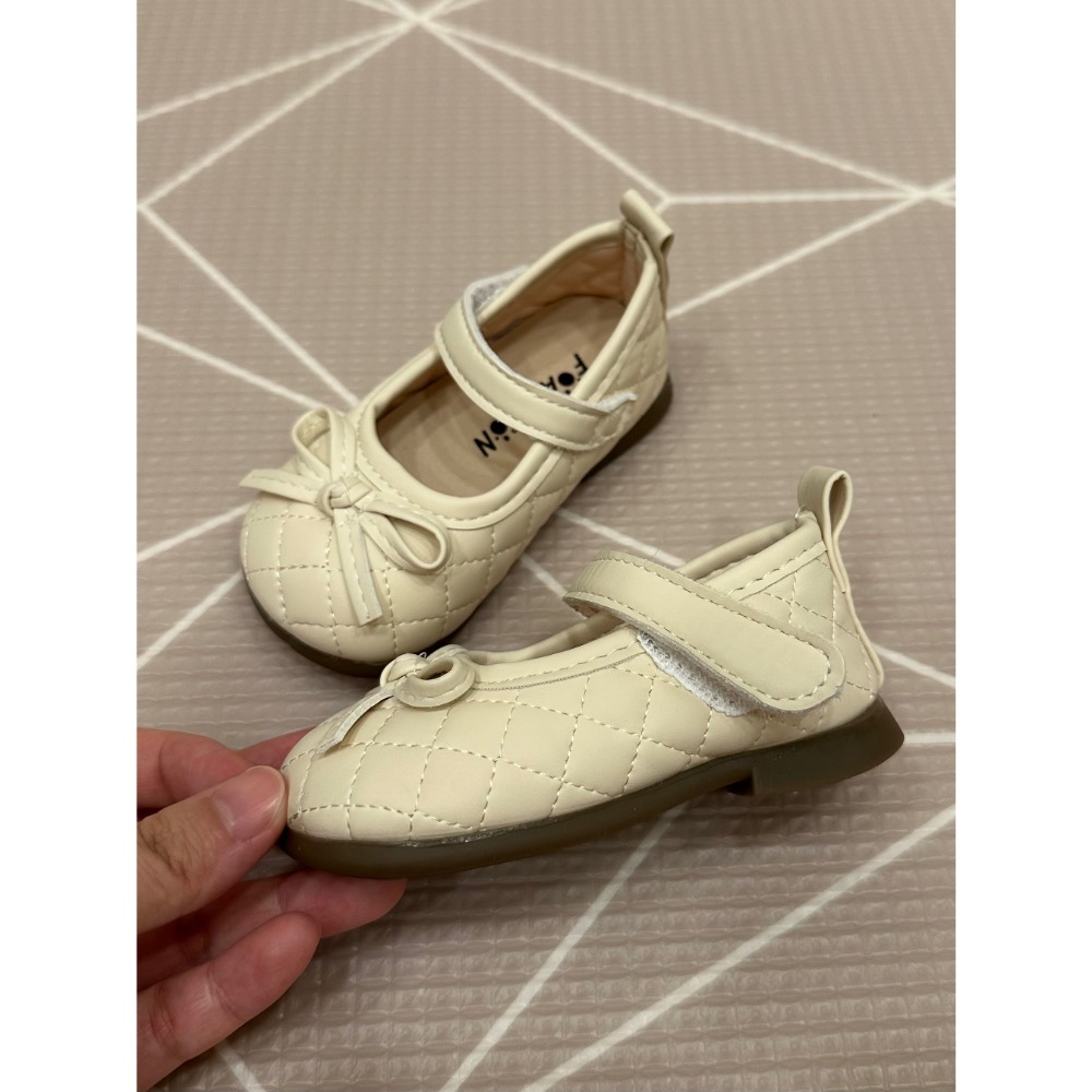 （二手）小香風菱格紋皮繩蝴蝶結公主鞋-細節圖2