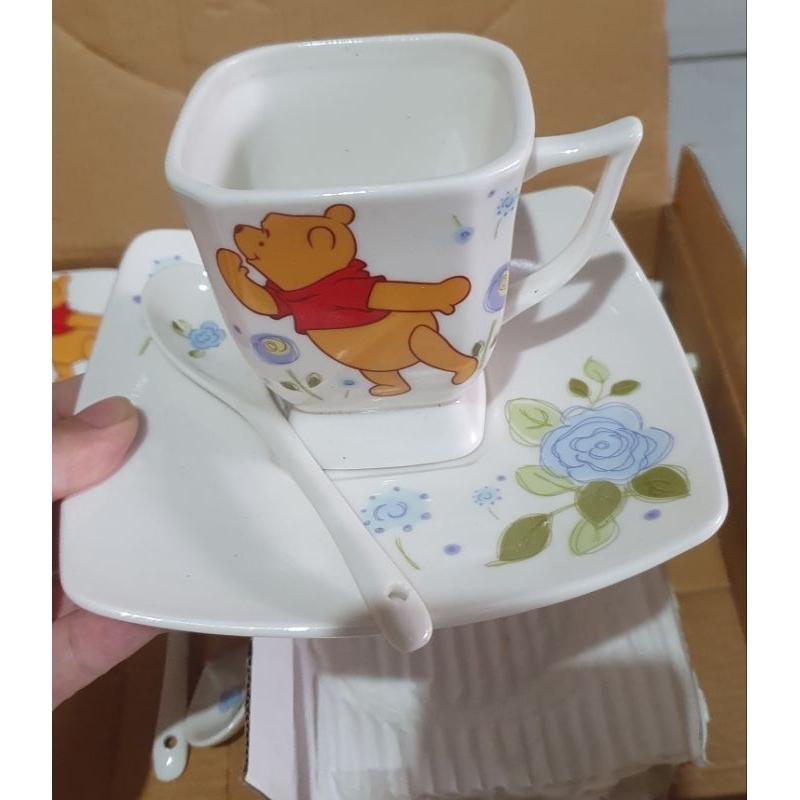 迪士尼小熊維尼咖啡杯盤組 下午茶杯具組含5杯5盤5匙 杯子 茶杯 咖啡杯-細節圖2
