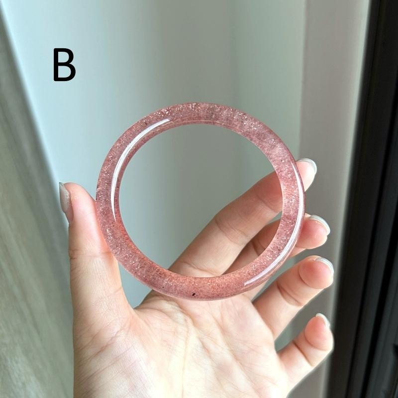 天然水晶礦石AA775草莓晶紅草莓深紅星光爆閃手鐲(58~59圈口)-細節圖4