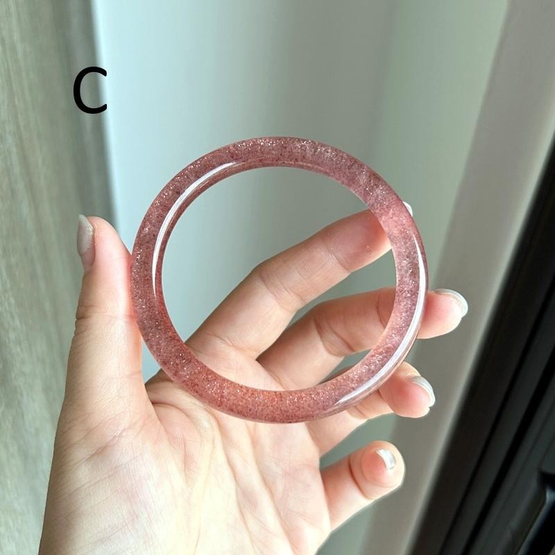 天然水晶礦石AA775草莓晶紅草莓深紅星光爆閃手鐲(58~59圈口)-細節圖5