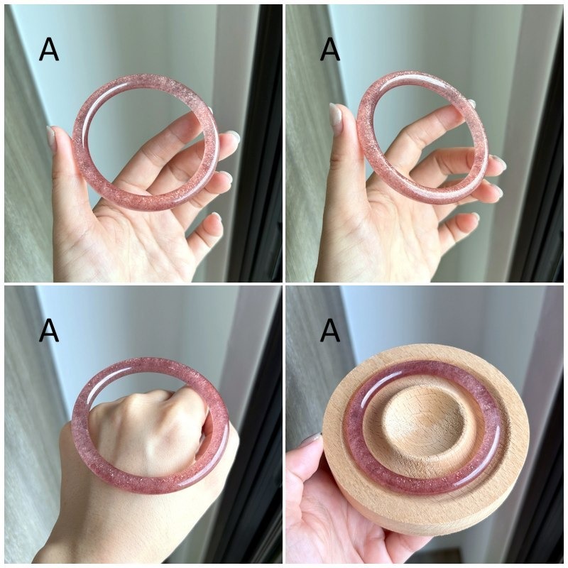 天然水晶礦石AA775草莓晶紅草莓深紅星光爆閃手鐲(58~59圈口)-規格圖5