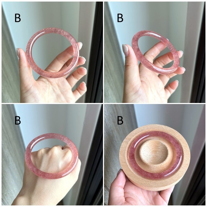 天然水晶礦石AA775草莓晶紅草莓深紅星光爆閃手鐲(58~59圈口)-規格圖5