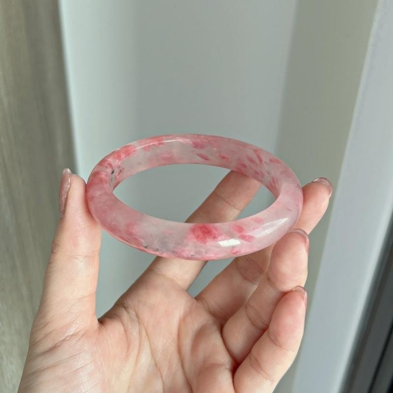 天然水晶礦石AA717櫻花雨薔薇輝手鐲(58圈口)浪漫桃花必備-細節圖2