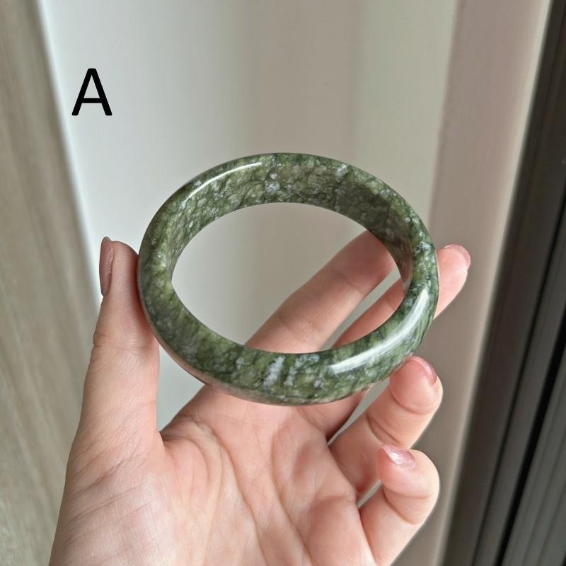 天然水晶礦石AA701蛇紋玉岫玉手鐲(59~60圈口)-細節圖2