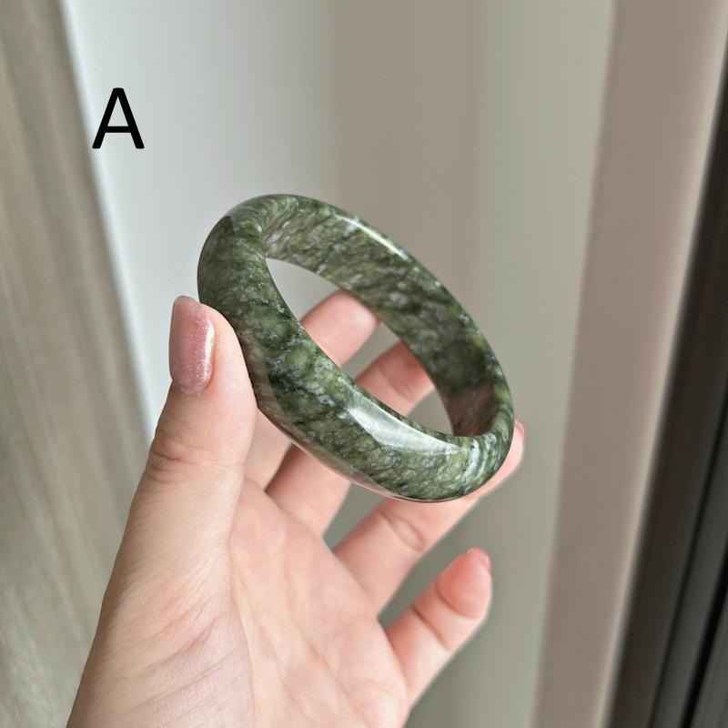 天然水晶礦石AA701蛇紋玉岫玉手鐲(59~60圈口)-細節圖3