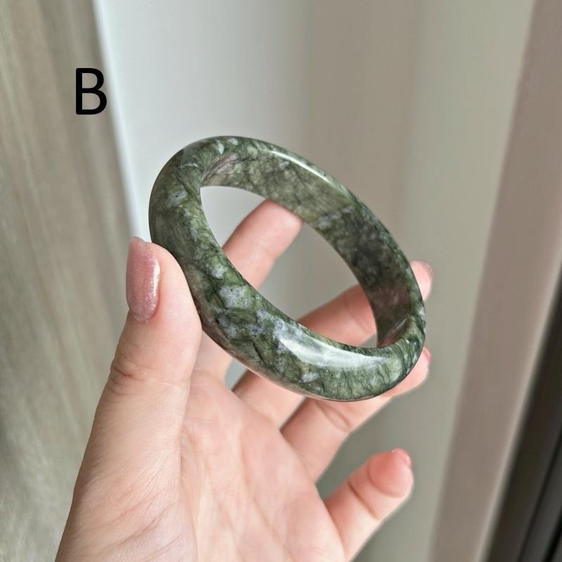 天然水晶礦石AA701蛇紋玉岫玉手鐲(59~60圈口)-細節圖6