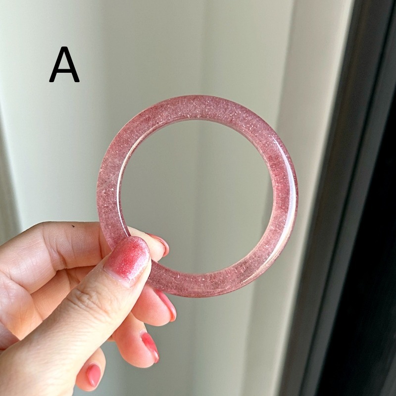 天然水晶礦石AA828草莓晶紅草莓深紅星光感手鐲(51~52圈口)-細節圖4