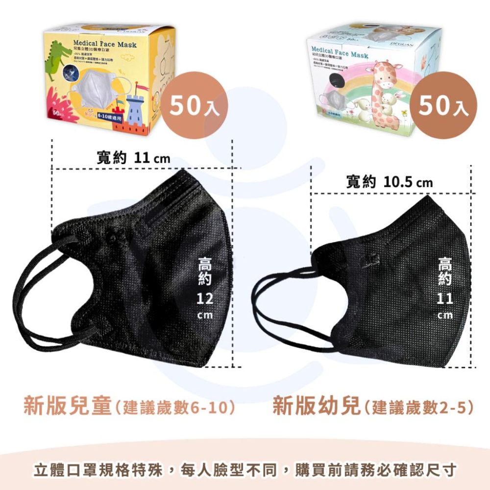 德冠企業 兒童3D立體醫療口罩 20入 50入 兒童口罩 醫用口罩 立體口罩 耳繩口罩  和樂輔具-細節圖4