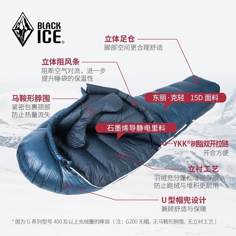 【簡單生活】台灣現貨 G700 黑冰睡袋 BLACK ICE 鵝絨 登山 露營 戶外 經銷授權-細節圖4