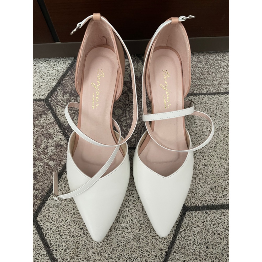 Bonjour 2way羊皮美腿靜音高跟鞋 台灣製 粉橘 36-細節圖2