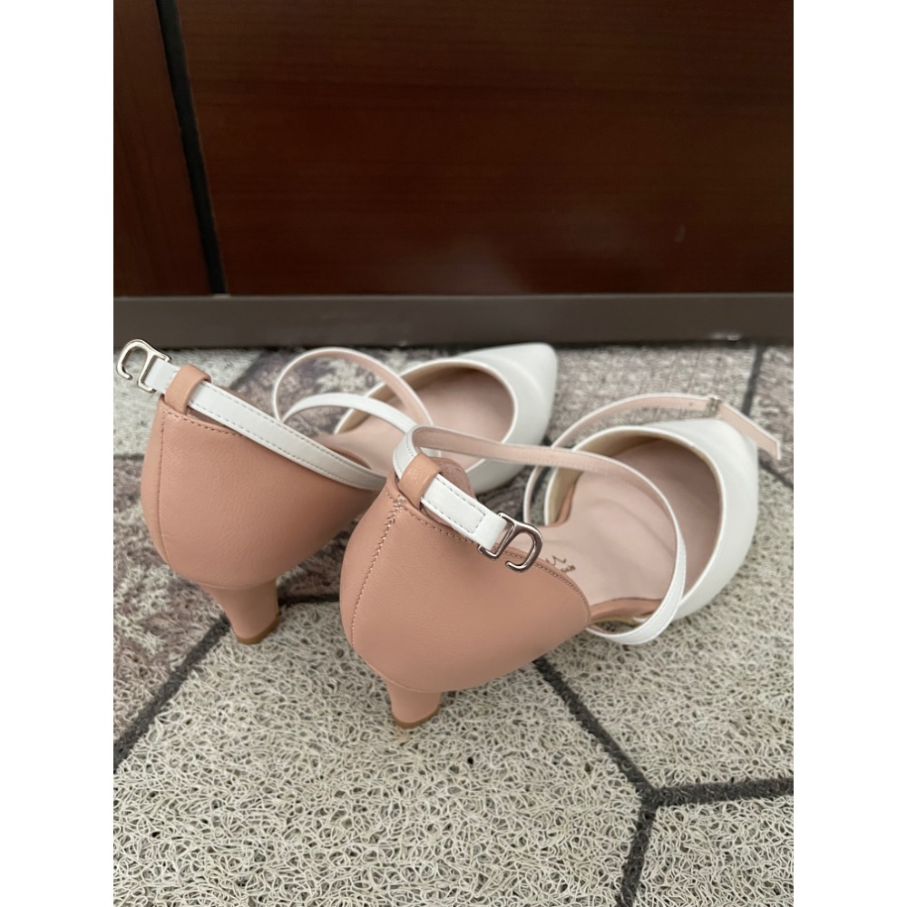 Bonjour 2way羊皮美腿靜音高跟鞋 台灣製 粉橘 36-細節圖3