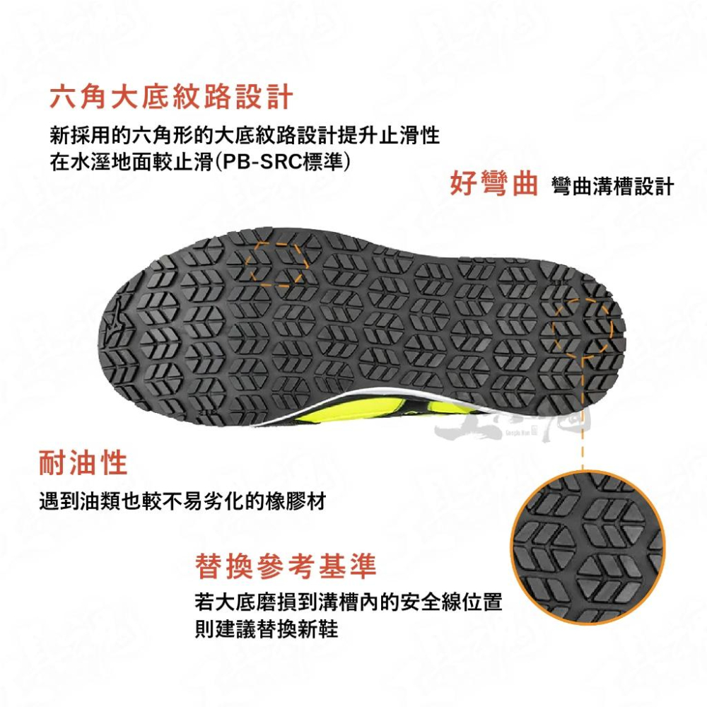 MIZUNO HW 鞋帶式 寬楦 防護鞋 避震款 3E楦 工作鞋 F1GA213309 美津濃-細節圖5