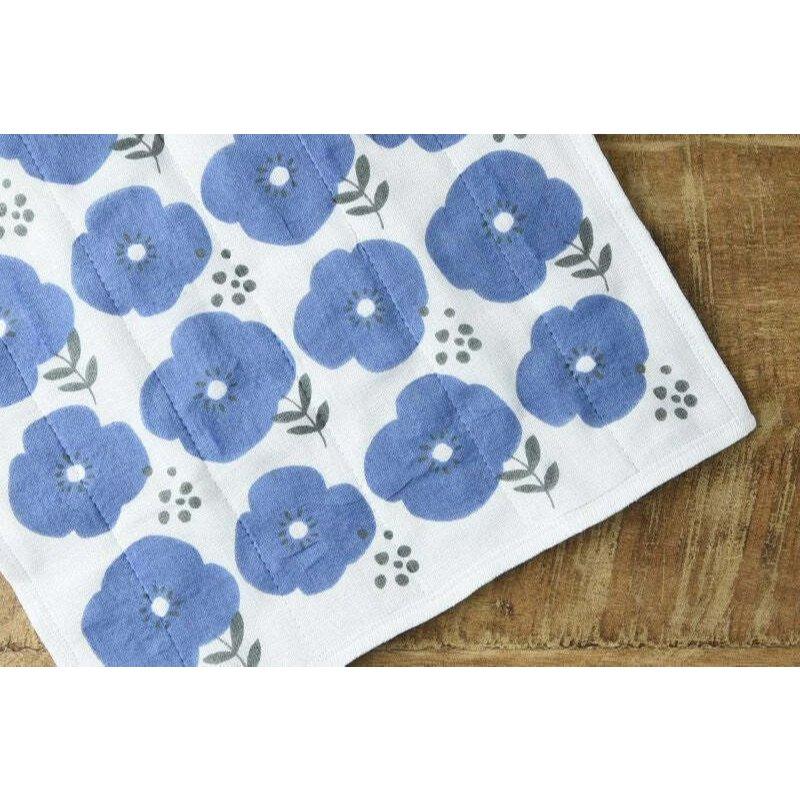 【原田織物】七層紗家事布 日本製 Kaya 花布餐巾（七重紗）– 藍花朵-細節圖2