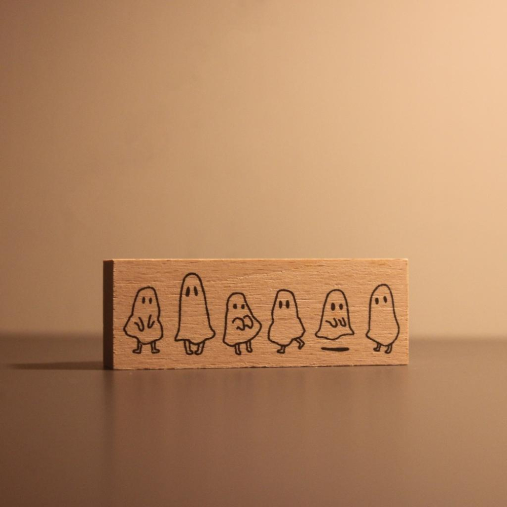 【ARTE】日本 木質印章系列 小幽靈/排隊幽靈/萬聖節幽靈-細節圖2