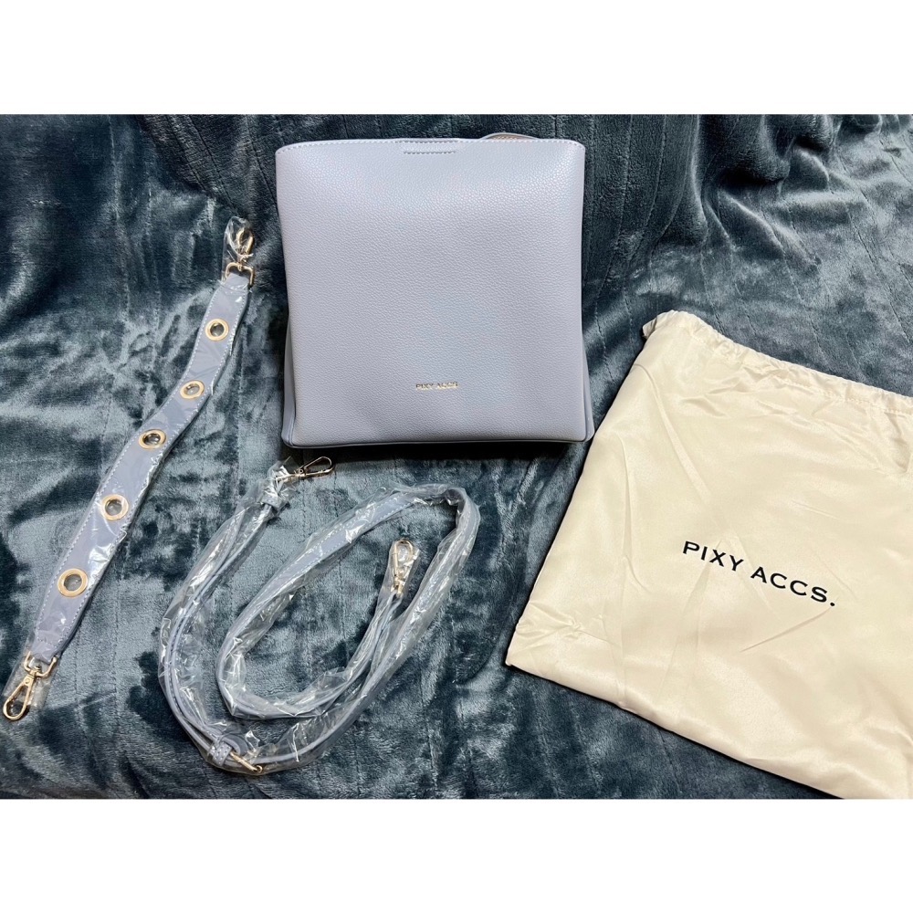 二手 PIXY叛逆浪漫手提包側背包 灰霧藍-細節圖4