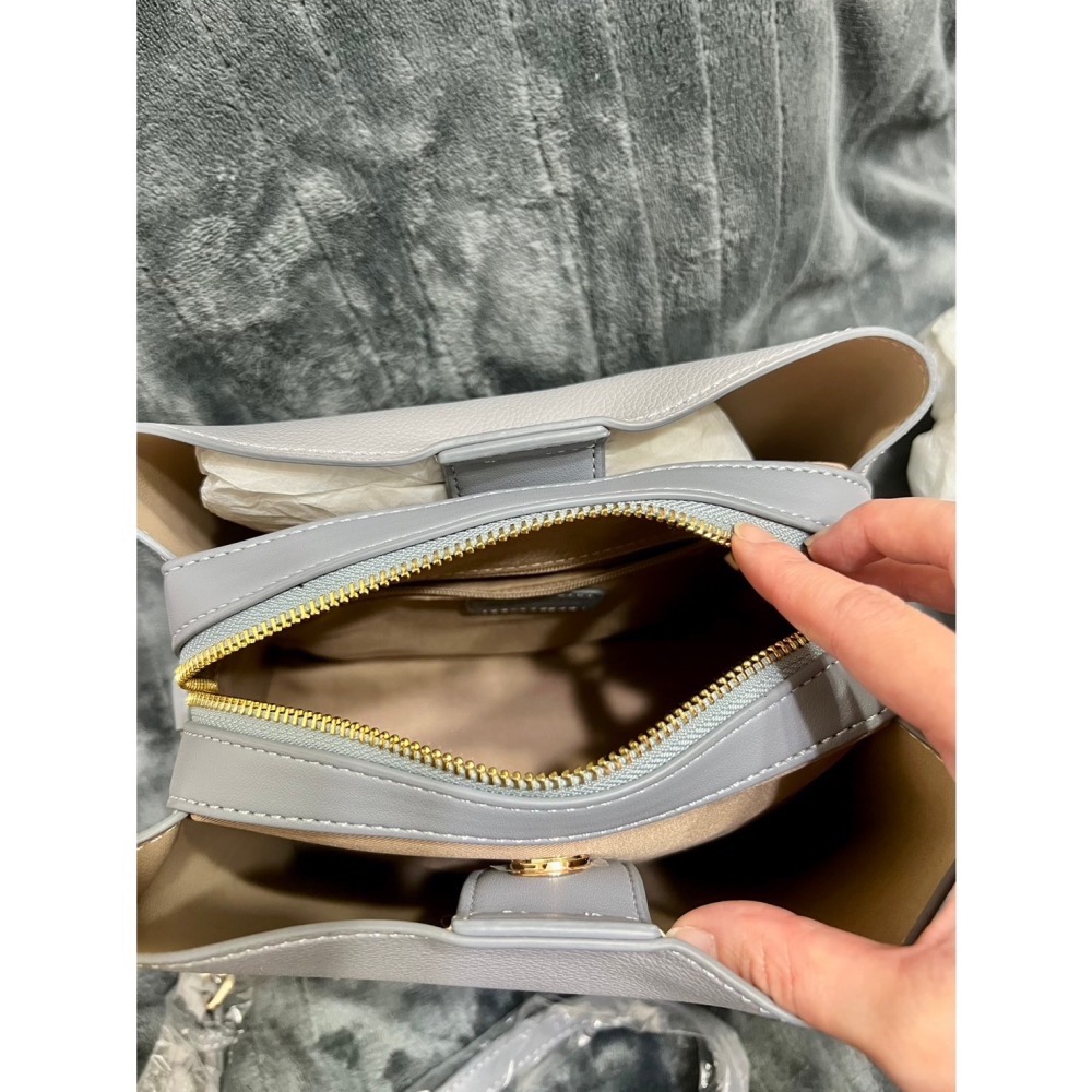 二手 PIXY叛逆浪漫手提包側背包 灰霧藍-細節圖5