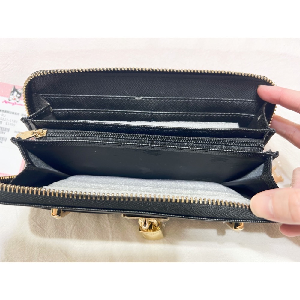 狗頭包 鑲鑽鎖頭拉鍊長夾 （經典黑）-細節圖2