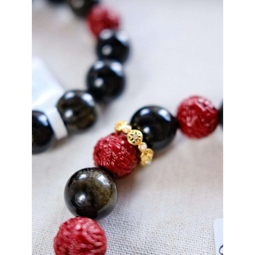 安太歲紅運守護銀曜石開光朱砂硃砂雕刻丨灌注避邪保護能量丨彌雅原創設計-細節圖2