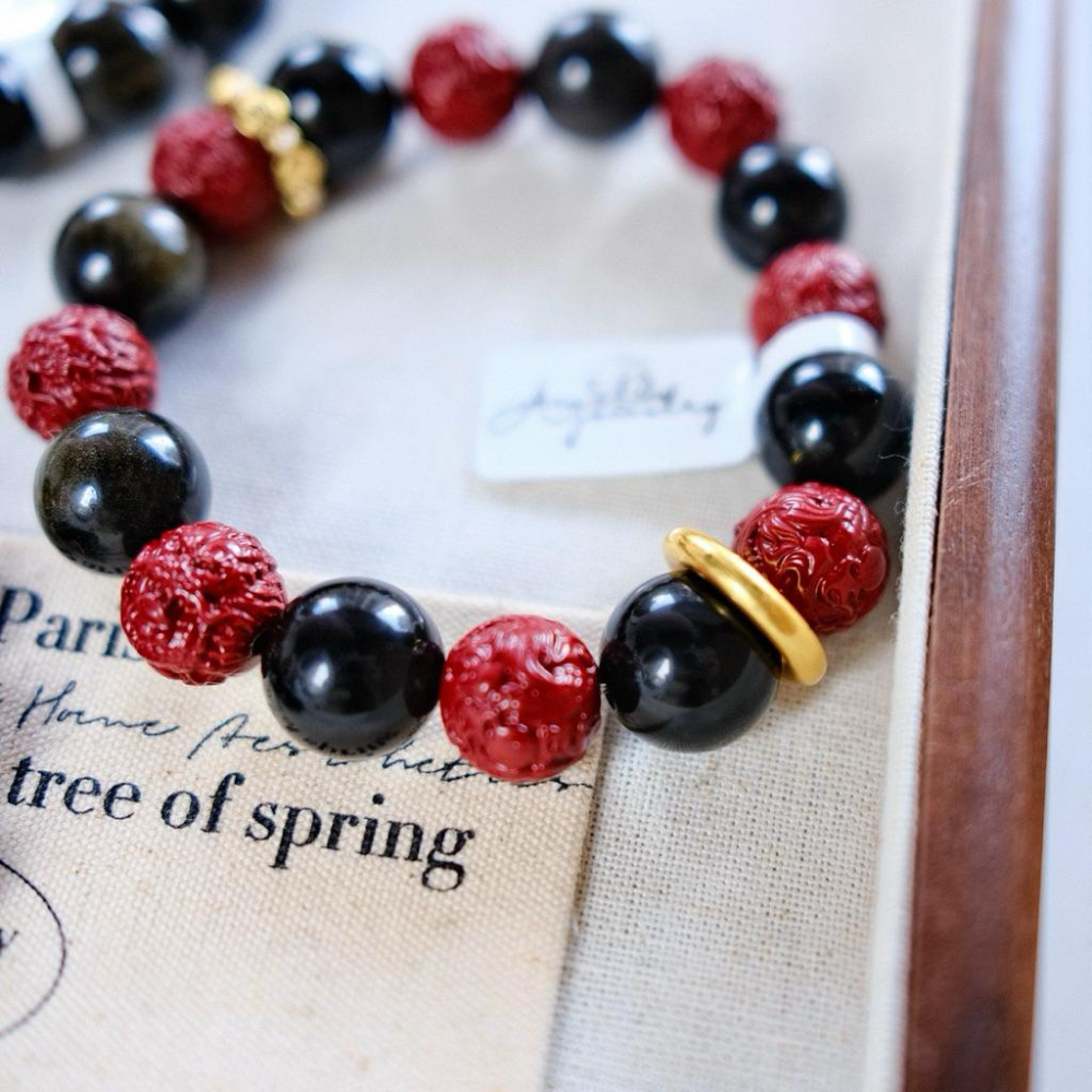 安太歲紅運守護銀曜石開光朱砂硃砂雕刻丨灌注避邪保護能量丨彌雅原創設計-細節圖3