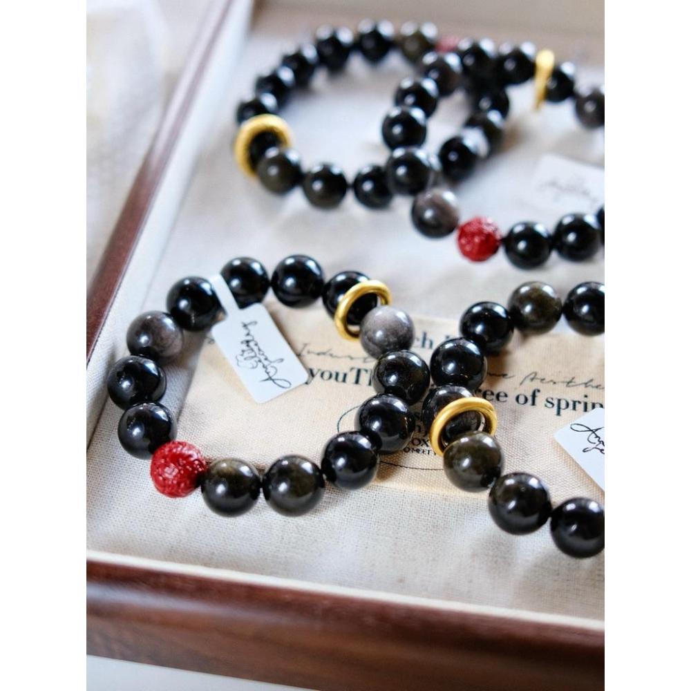 安太歲紅運守護銀曜石開光朱砂硃砂雕刻丨灌注避邪保護能量丨彌雅原創設計-細節圖4