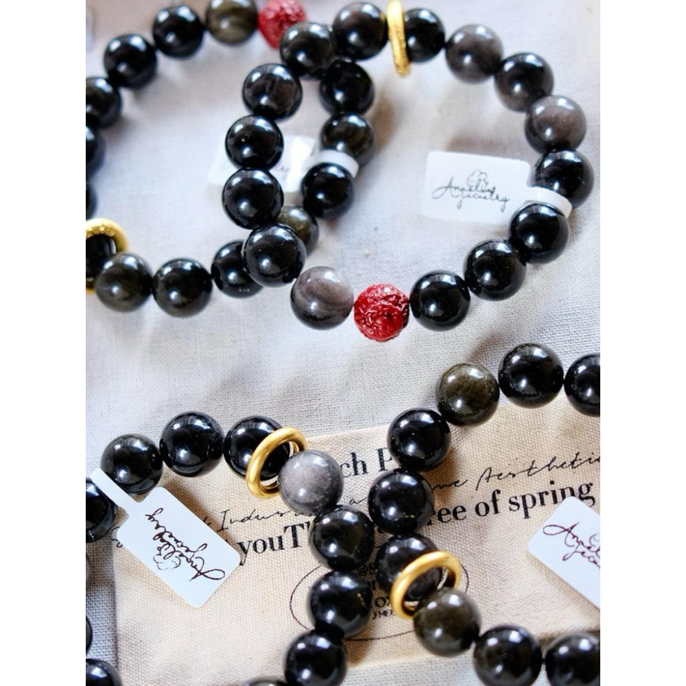 安太歲紅運守護銀曜石開光朱砂硃砂雕刻丨灌注避邪保護能量丨彌雅原創設計-細節圖7