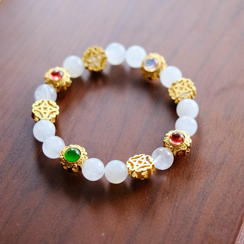 金玉滿堂招財納福溫潤養人丨白月光石宮廷風多寶一物一圖丨彌雅原創設計-細節圖3