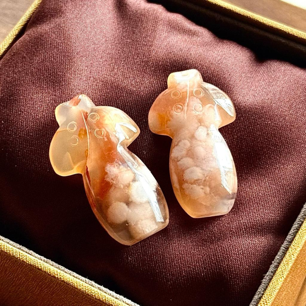 滿樹爛漫丨櫻花瑪瑙雕刻件平安扣旗袍扳指丨水晶靈氣噴霧能量丨彌雅原創設計-細節圖8