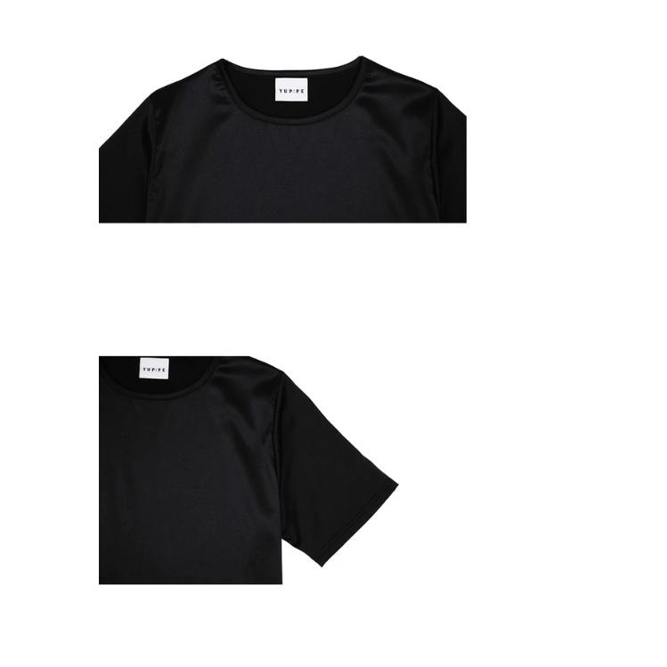 韓國選品｜韓國設計師品牌YUPPE 質感緞面上衣-黑色-細節圖8
