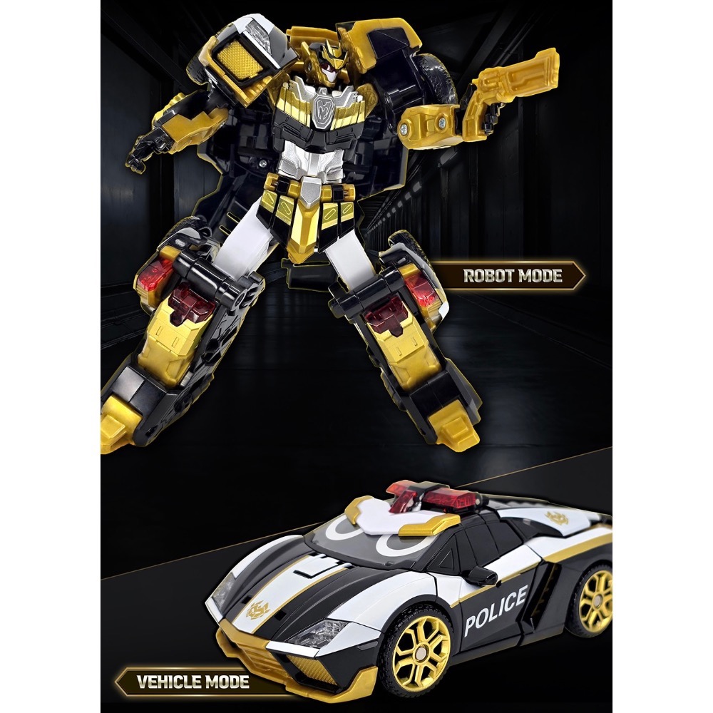 🇰🇷韓國空運 metal cardbot 終極藍警黑版 變形機器人 炫卡鬥士 卡牌戰士 炫酷閃電 黑色警車-細節圖6